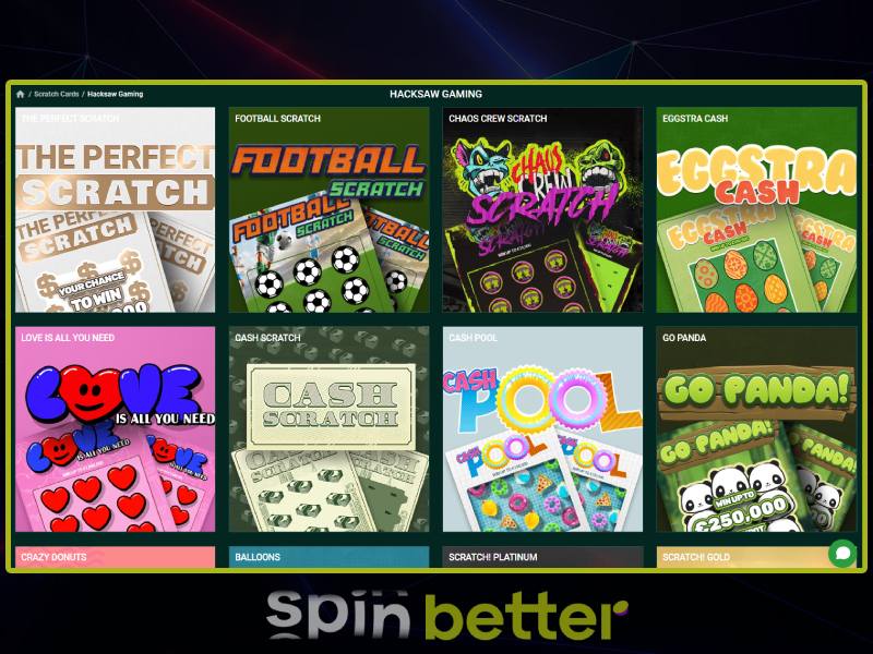 Scratch Cards la Spinbetter Casino