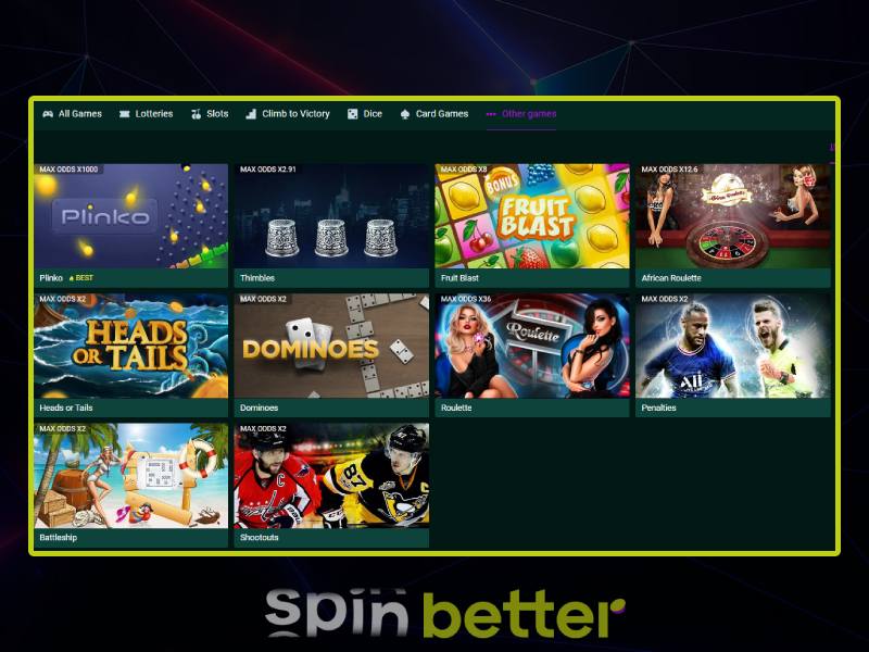 Spinbetter casino games offer