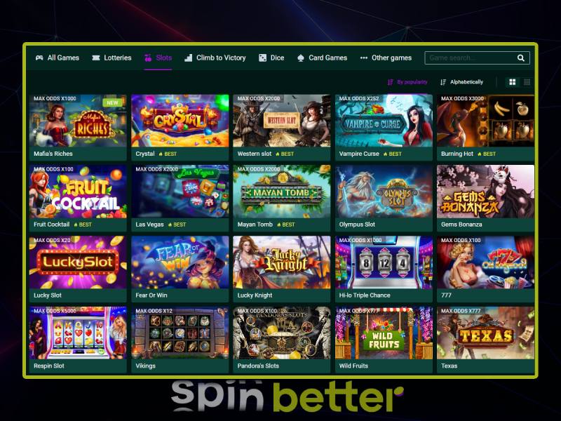 Jogos de cassino on-line com o aplicativo de cassino Spinbetter